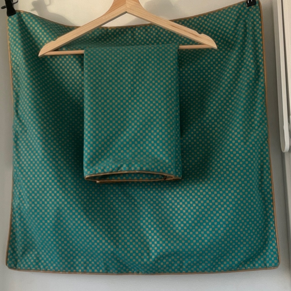Jeanne Marc for Atelier Martex Throw Pillow Covers Set Two Teal Green Gold Check